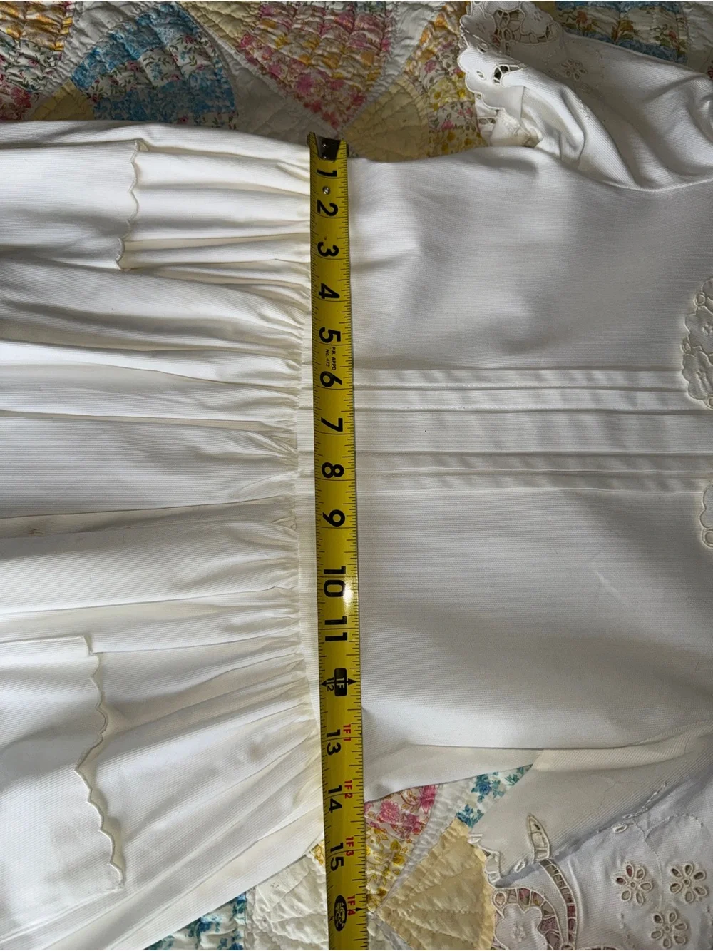 Girls' Cream Embroidered Peter Pan Collar Dress